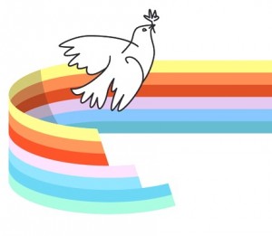 Dove and rainbow